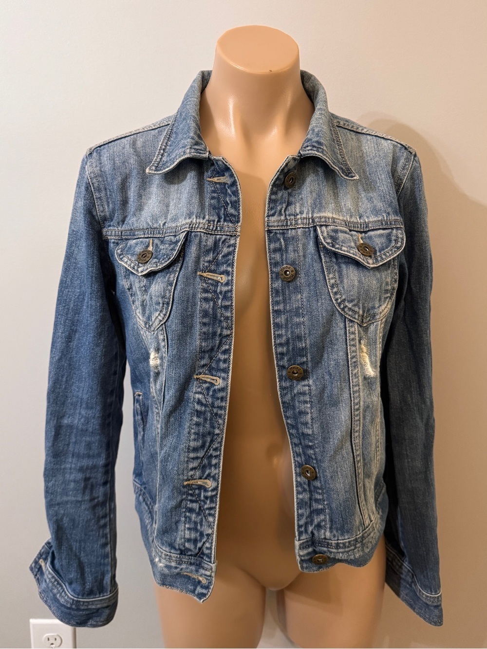 Mudd Denim Blue Jean Jacket Medium Distressed